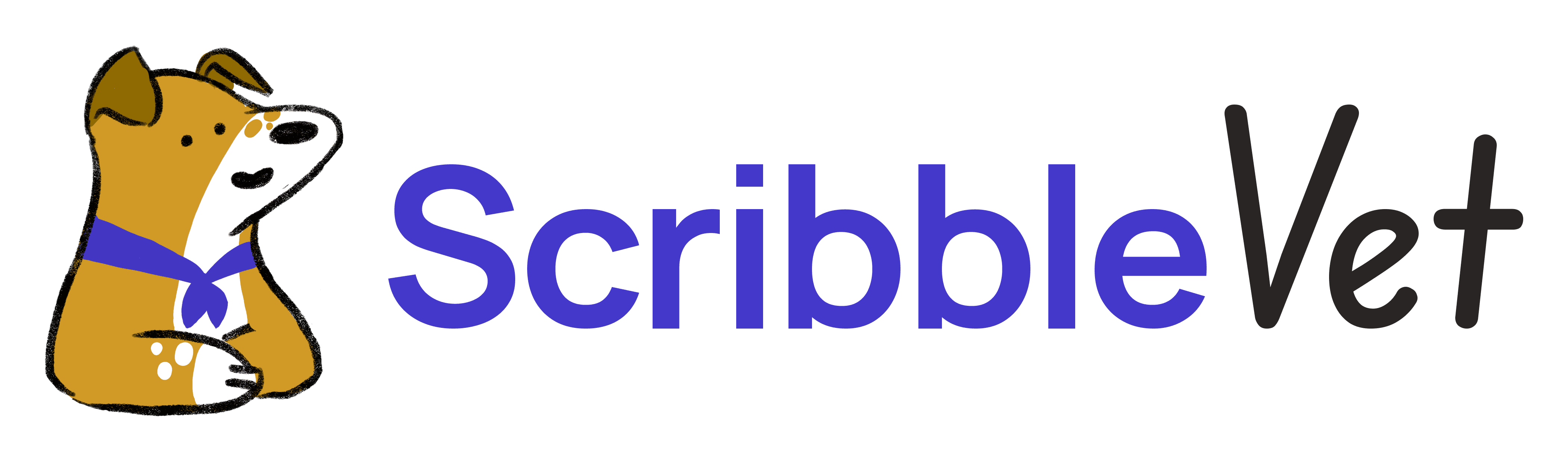 Dog with ScribbleVet logo
