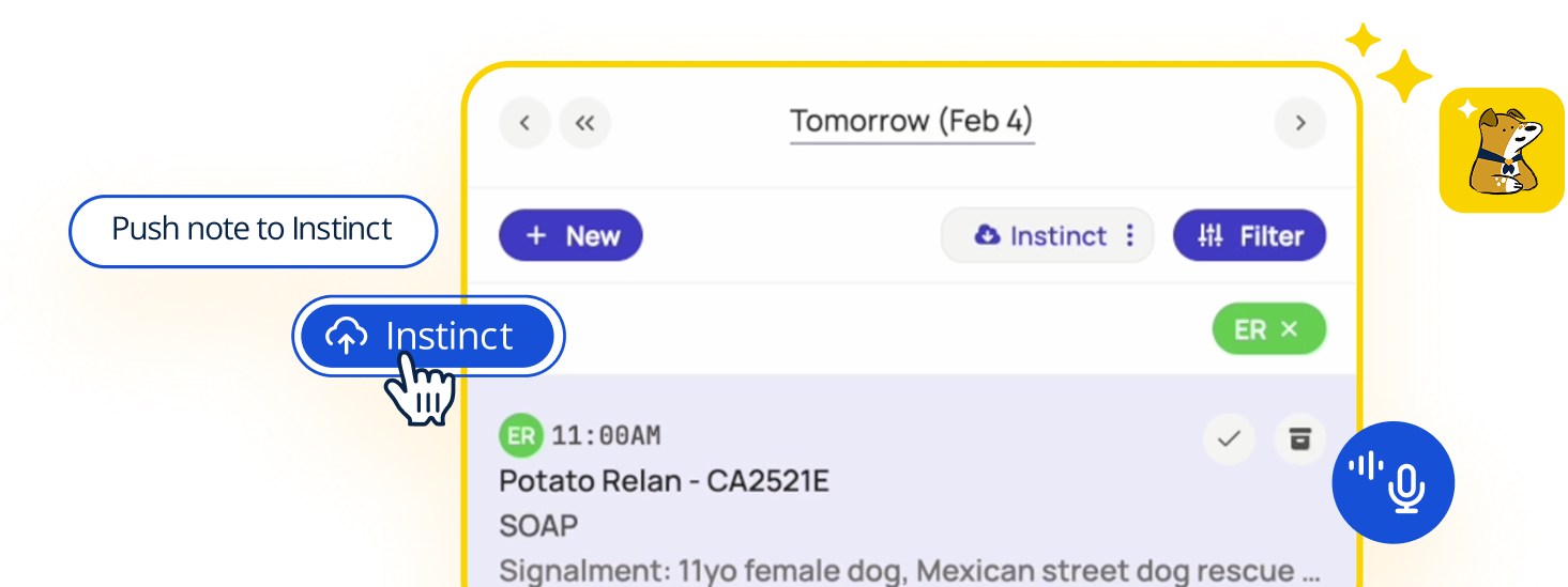 Scribblevet Integration example for Instinct EMR for AI powered Documentation for Veterinarians