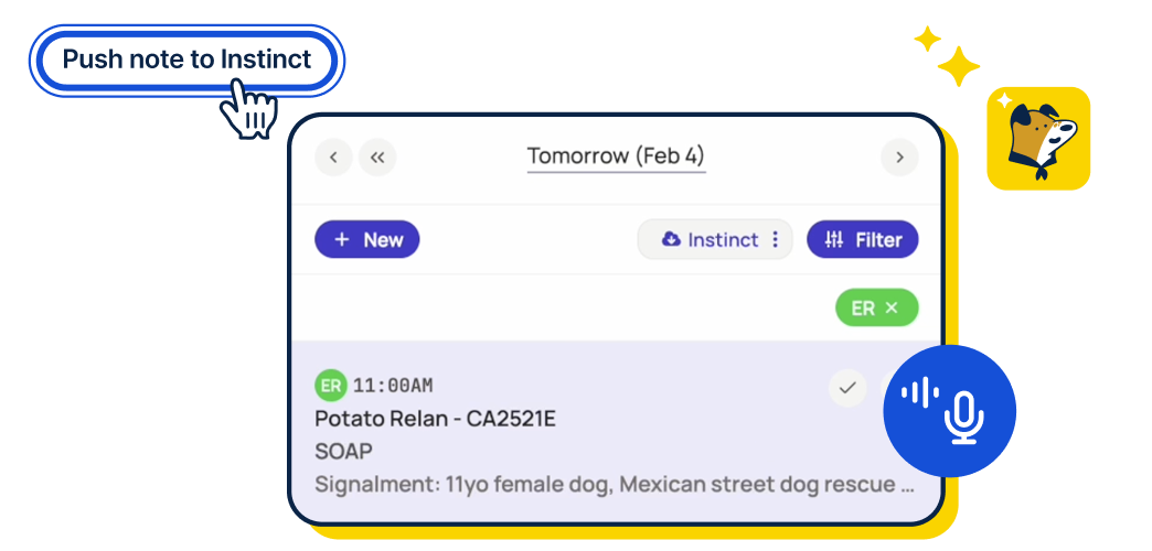 Scribblevet Integration example for Instinct EMR for AI powered Documentation for Veterinarians